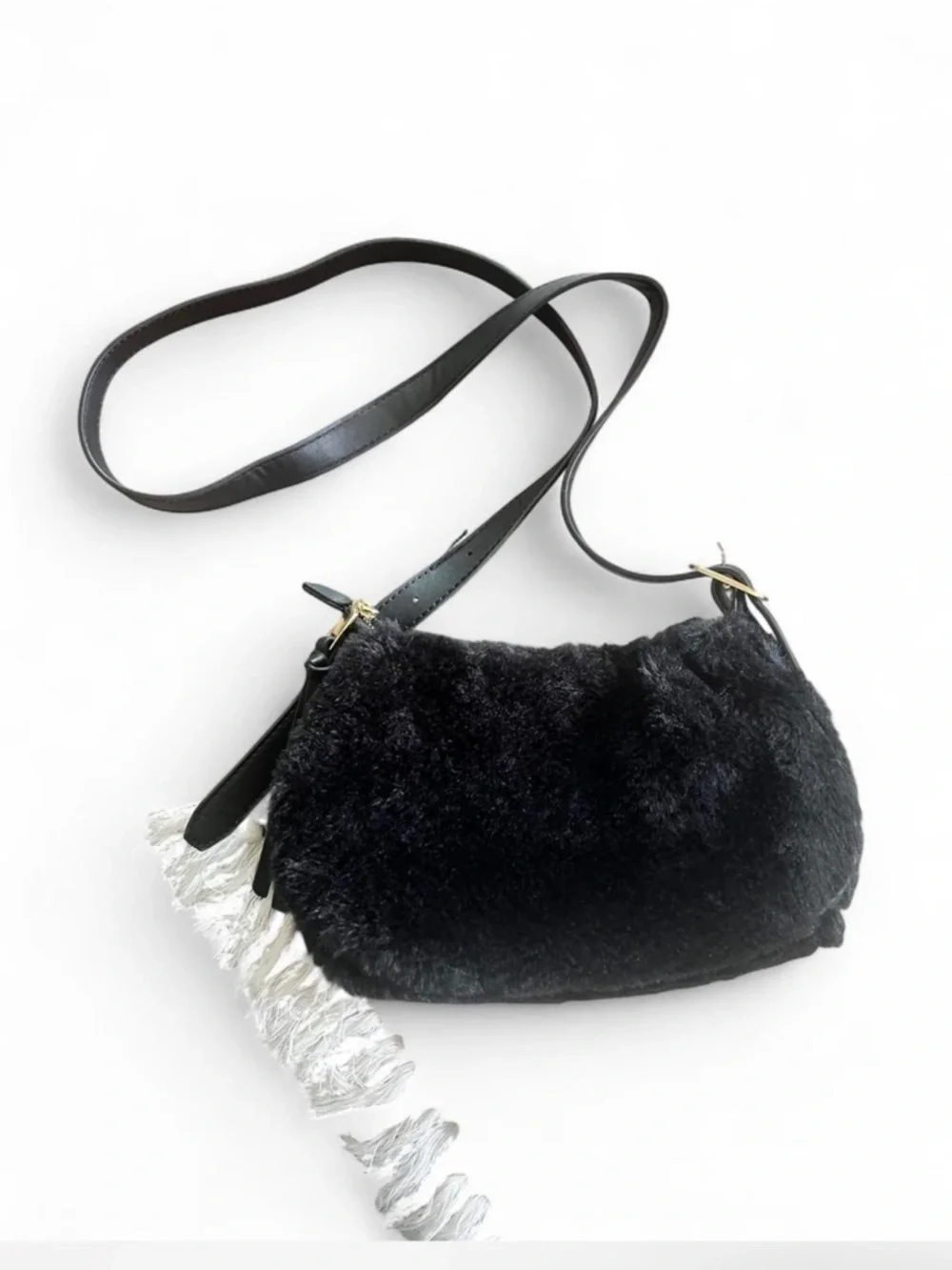 Extra Fur Life Crossbody Bag - Black